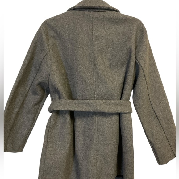 ZARA Gray Belted Coat Long Sleeve Pockets Size S - Picture 3 of 12